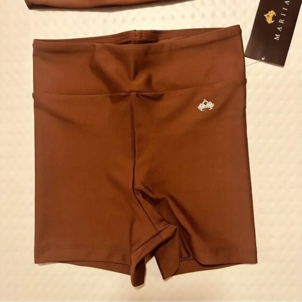 Mariia Crown dance shorts briefs chocolate brown CM NWT